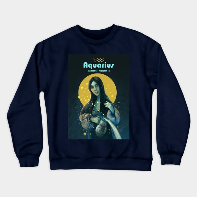 Birth chart aquarius artwork Crewneck Sweatshirt by Daria Popkova